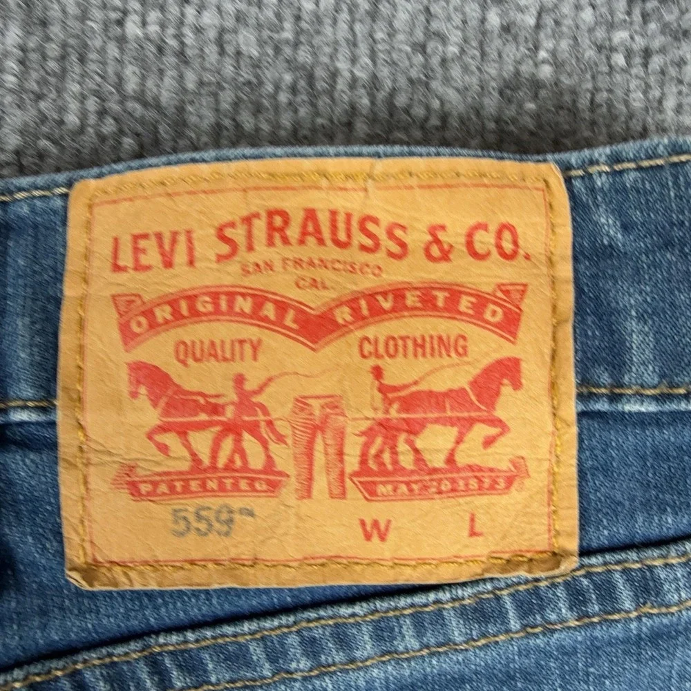 Levis 559 Jeans Mens 42x30 Blue Relaxed Fit Straight Stretch Denim Pants